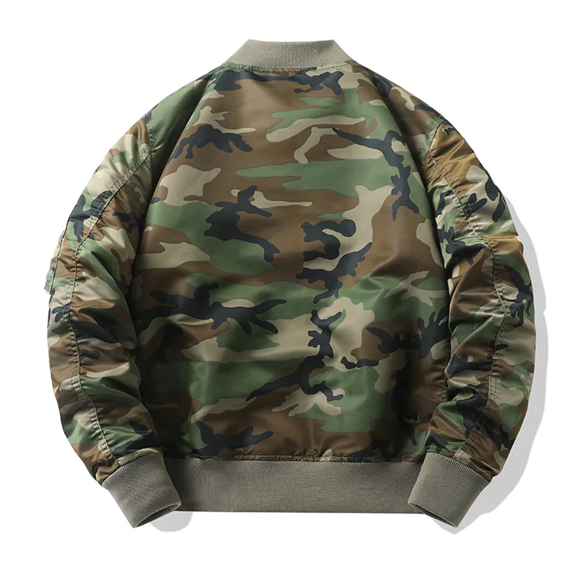 Camo Bomber Jacket Men Spring Autumn Pilot Coat Man Long Sleeve Camouflage MA1 Mens Clothing 2024 Hip Hop Casual OuterWear