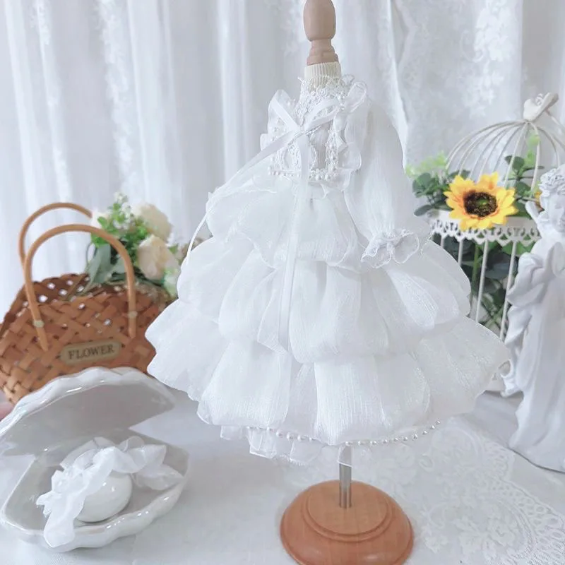 

1/6 1/4 1/3 BJD Пушистая юбка «Белые облака» 15 см 20 см 40 см Хлопковая кукольная одежда, платье Blythe