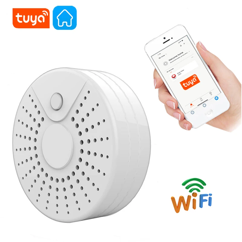 Tuya WiFi Smoke Alarm Fire Protection Smoke Detector Smokehouse Combination Fire Alarm Home Security System Firefighters