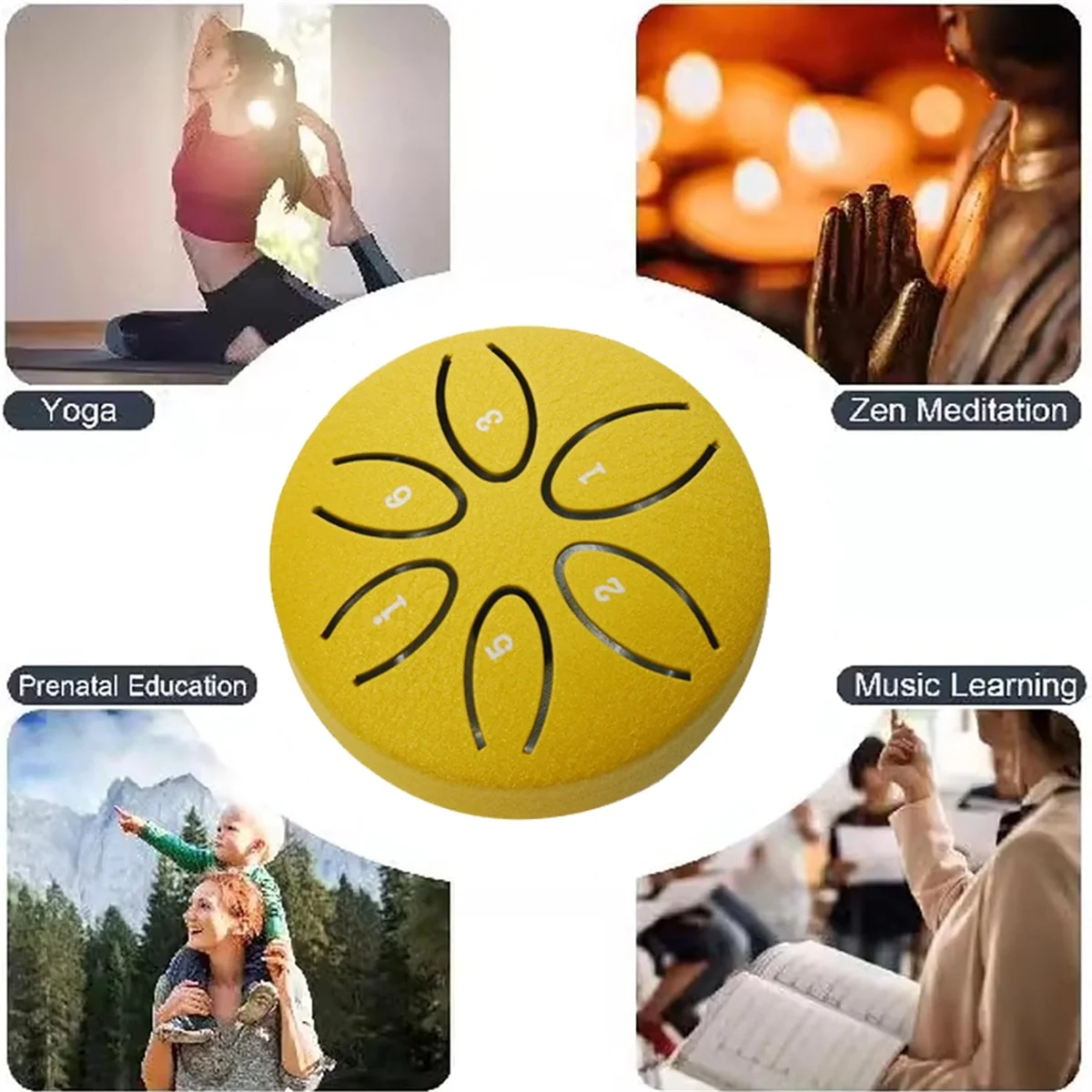 طبلة مطر A71P للخارج، طبلة لسان فولاذية 6 ملاحظات 3 بوصات طبلة شقرا مطارق مبطنة للقرع الصلب باللون الذهبي