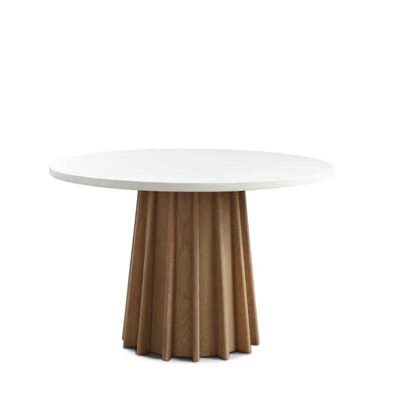 

Small Apartment Style Solid Wood round Dining Table Japanese Living Room Dining Tables and Chairs Set