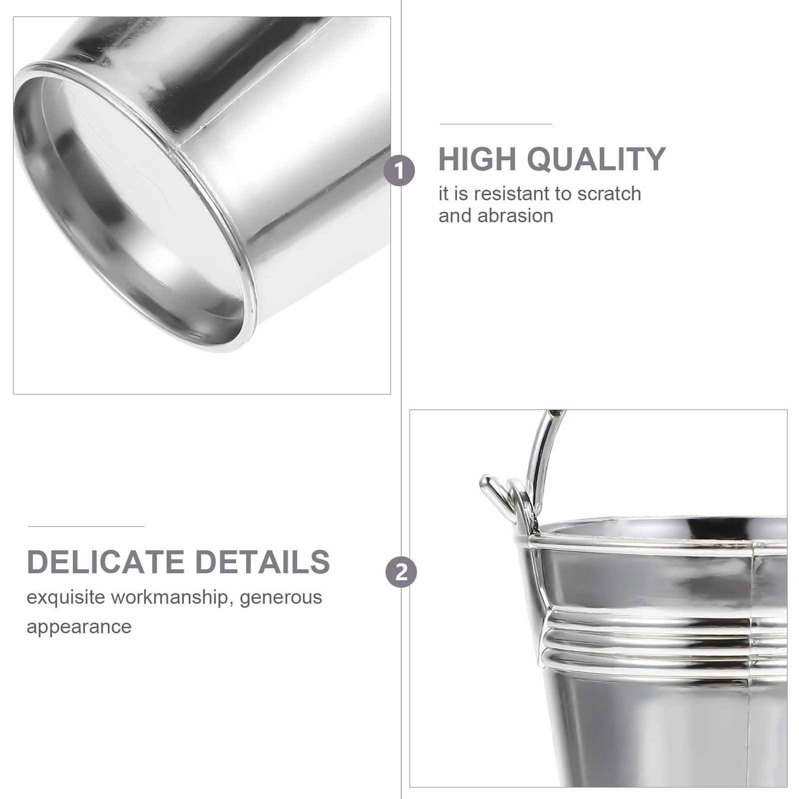 

10Pcs Mini Candy Bucket Scratch Resistant Plastic Snack Container Portable Handle Party Food Storage Barrel Silver