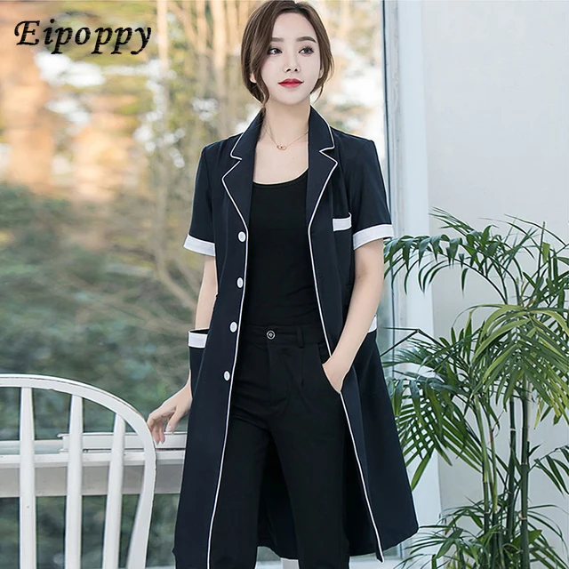 Roupa do trabalho do salão de beleza Uniformes Spa Roupa de trabalho tatuador Casaco de laboratório Roxo Manga Comprida Scrubs Uniforme, Alta Qualidade, Novo Verão