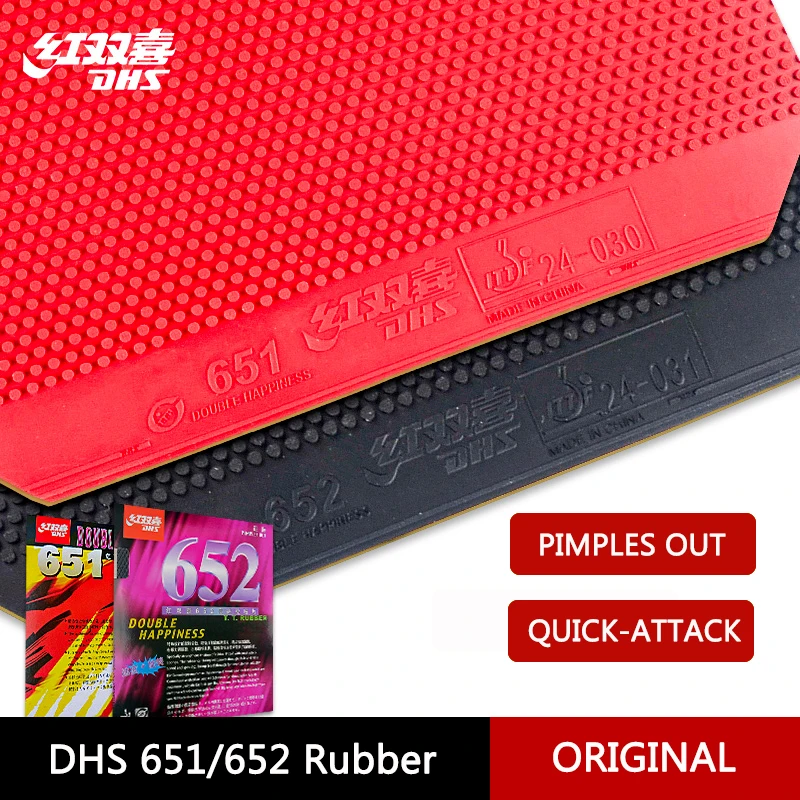 DHS 651 652 Table Tennis Rubber Pips-out with Fast Attack DHS Ping Pong Sponge Short Pimples ITTF Approved