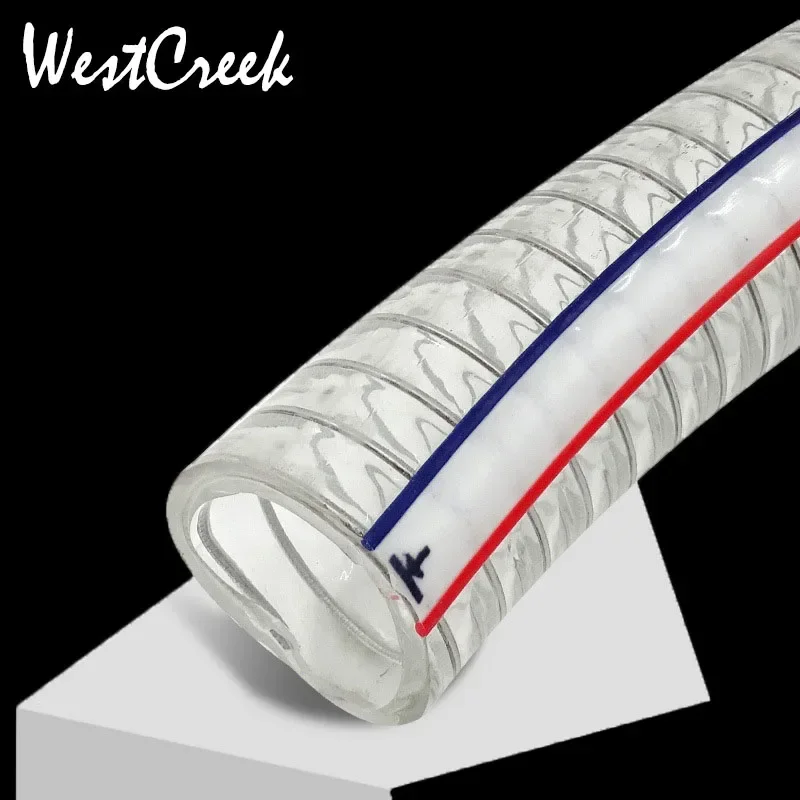 WESTCREEK OD16-33mm ID10-25mm T2,5-4mm PVC-Drahtverstärkter Schlauch aus gepanzertem Stahl Geflochtener flexibler Schlauch Ölbeständiges Wasserrohr