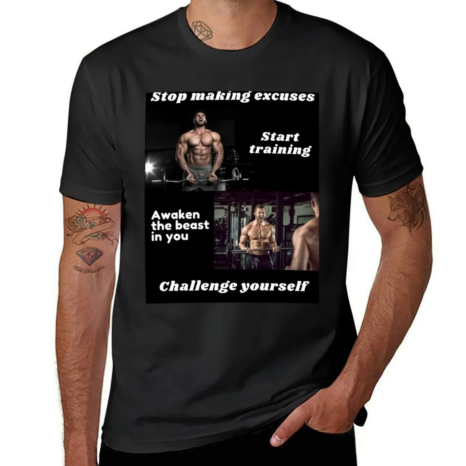 Challenge yourself-Stop making excuses T-Shirt boys whites oversized mens funny t shirts