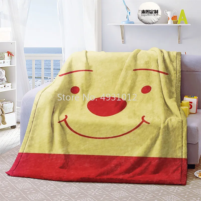 

Disney Cute Winnie Smile Happy Baby Adult Blanket Throw Office Air Conditioning Quilt Thick Home Textiles Student Dormitory