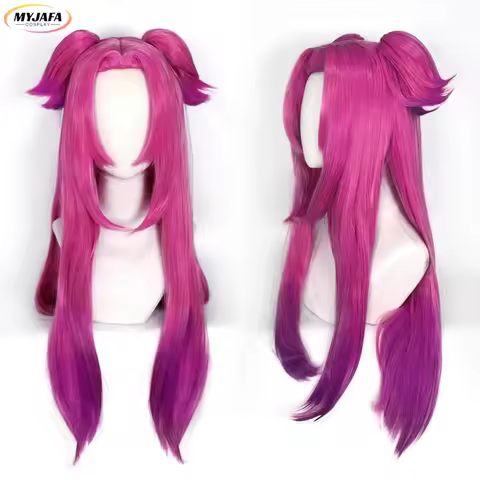 LOL Heartsteel Alune Cosplay Wig Gradient Long Two Clip Ponytails Heat Resistant Synthetic Hair Anime Cosplay Wigs + Wig Cap
