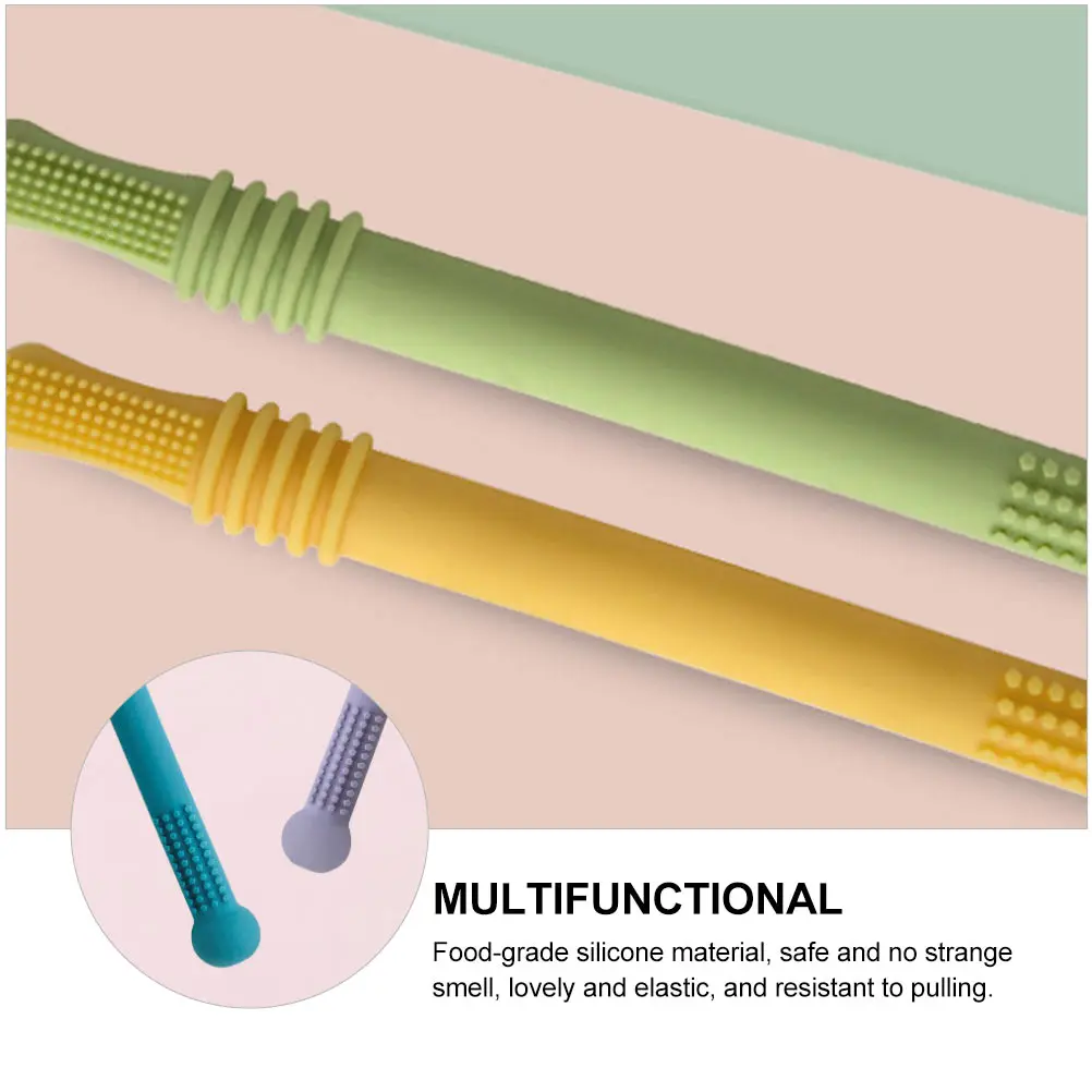 

6pcs Hollow Baby Chew Toys Newborn Molar Straw Silicone Safe Grasp Cultivate Comfortable Infant Care