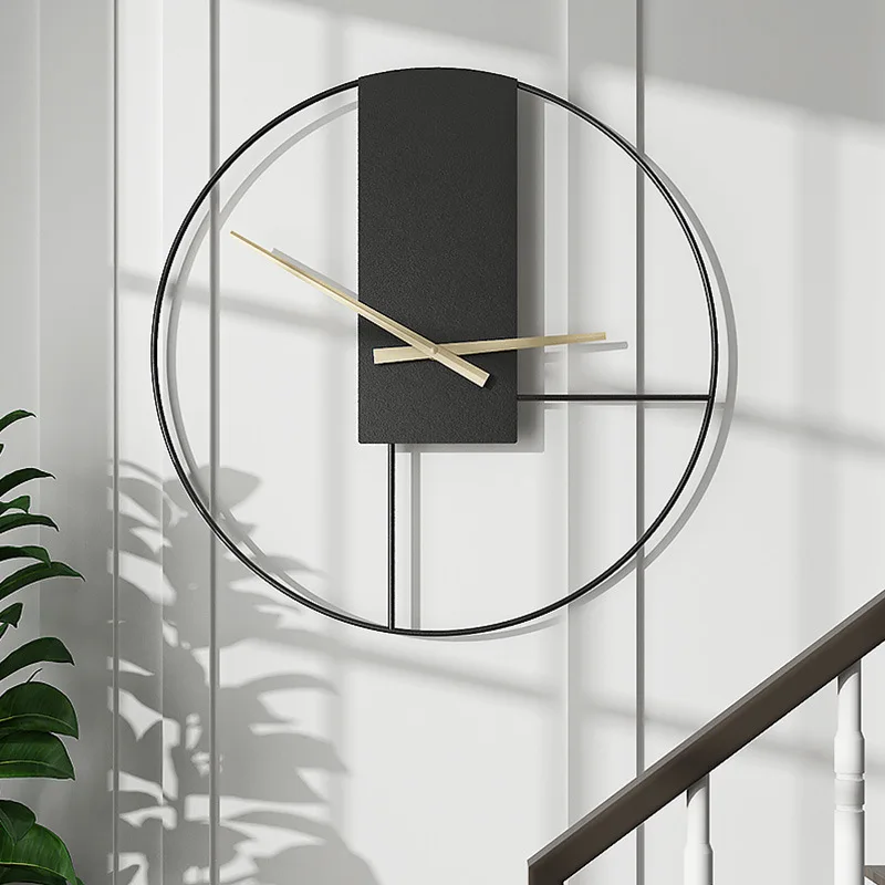 Metal walnut pointer retro simple creative light luxury nordic wall clock