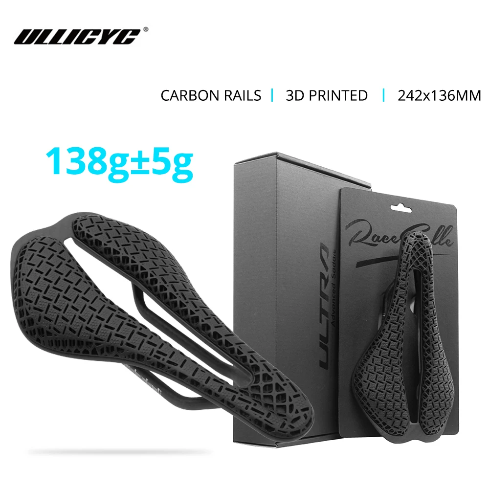 

ULLICYC 3D Printed Bicycle Saddle Ultralight Carbon Saddle 138g 242*136mm Bike Saddle for Road Bike Gravel MTB Seat Bicycle Part
