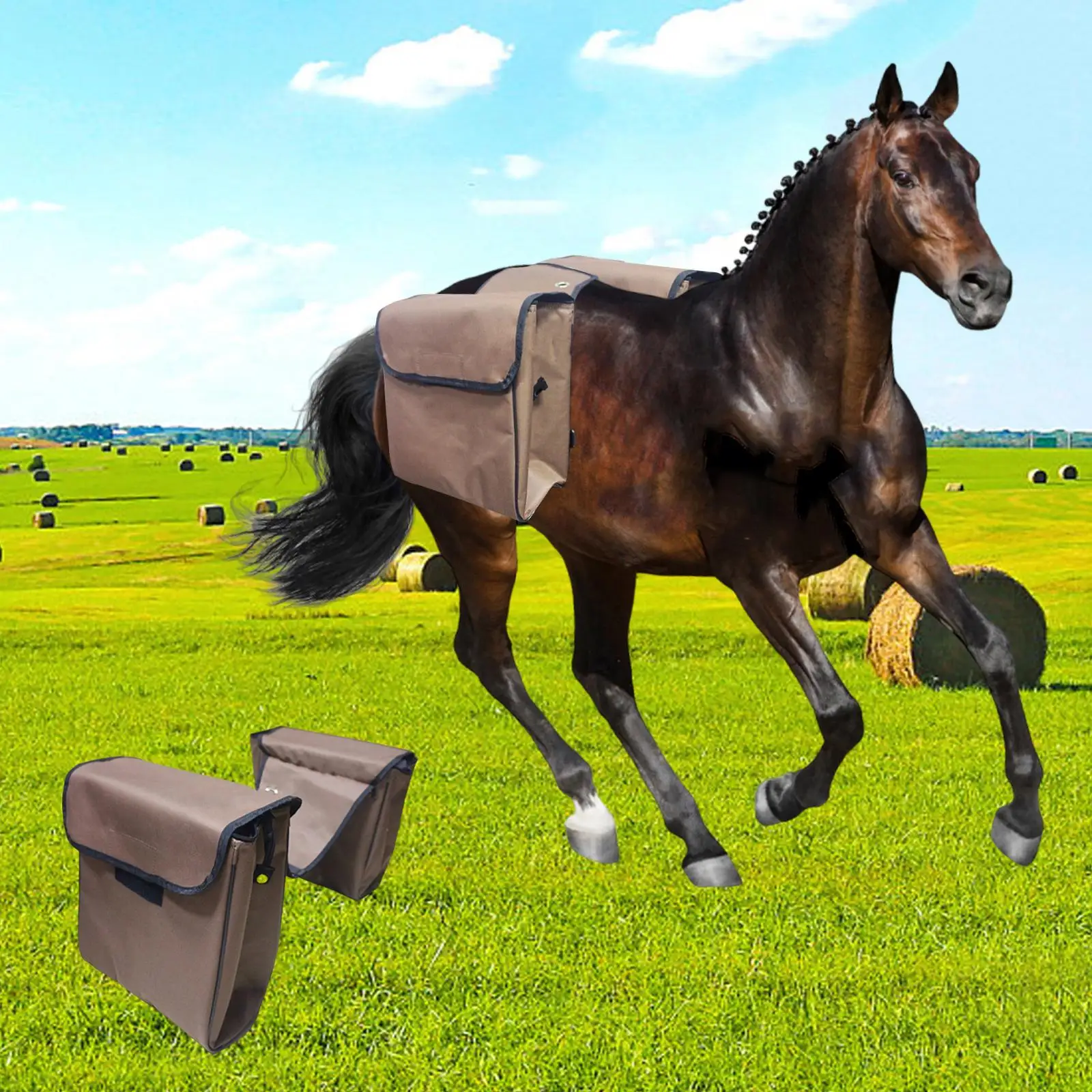 حقيبة سرج الحصان مع جيوب من قماش أكسفورد متعددة الأغراض وإغلاق آمن وحقيبة سرج محمولة لدعامة الرياضة في الهواء الطلق للنادي #4