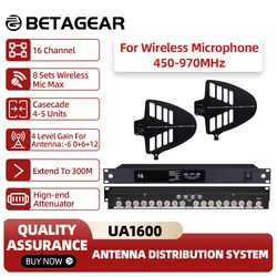 Betagear UA1600 Antenna Splitter RF Distributor Professional Signal Amplifier 450-970MHZ Work 8 Wireless Mic Receiver Pro Audio