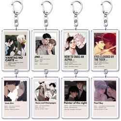 Manga BL Manwha Keychain for Accessories Roses and Champagne Jinx Waterside Night Pearl Boy Key Chain Keyring Jewelry Fans Gift