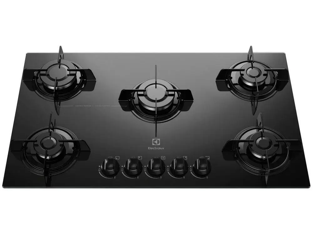 Cooktop 5 Bocas Electrolux LPG Gas Black-Bivolt