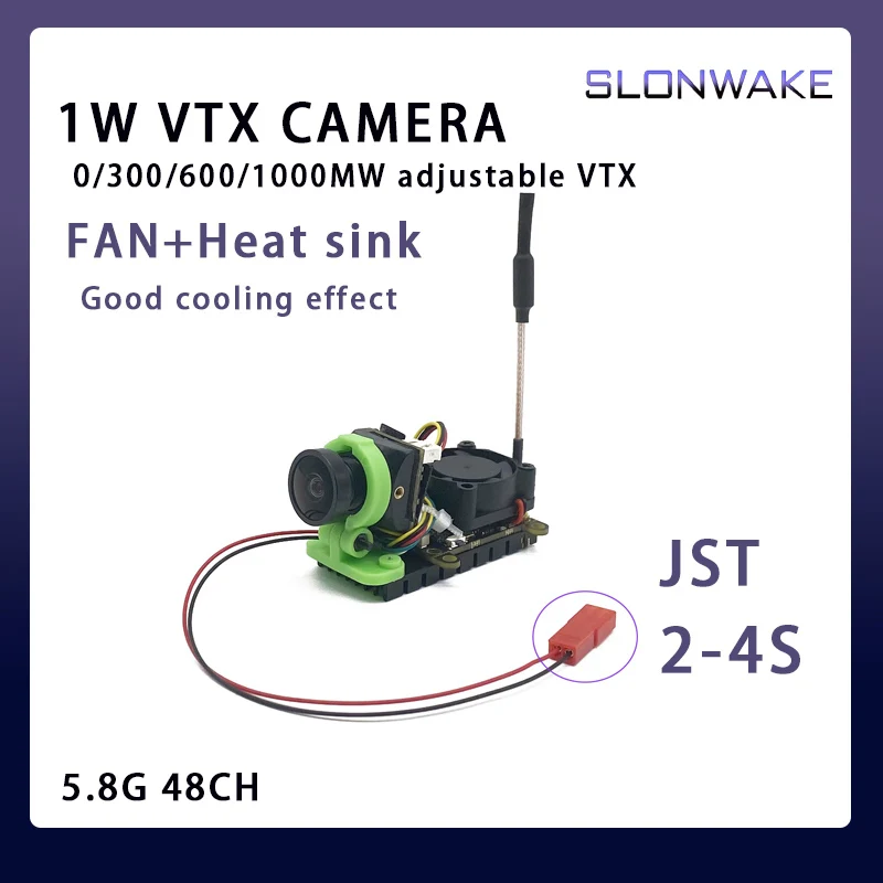 SLONWAKE transmisor VTX ajustable de largo alcance 1-5km 5,8G 48CH 1000mW y cámara CMOS 1800TVL Starlight para cuadricóptero RC