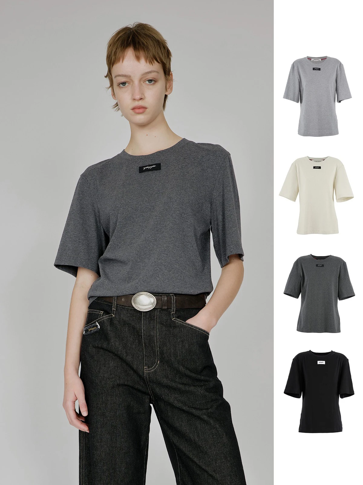 

YOEYYOU Brand Simple H-ape round Ne ort Sve T-irt Casual Sle Cotton Blend Comfortable Fit Women's Top