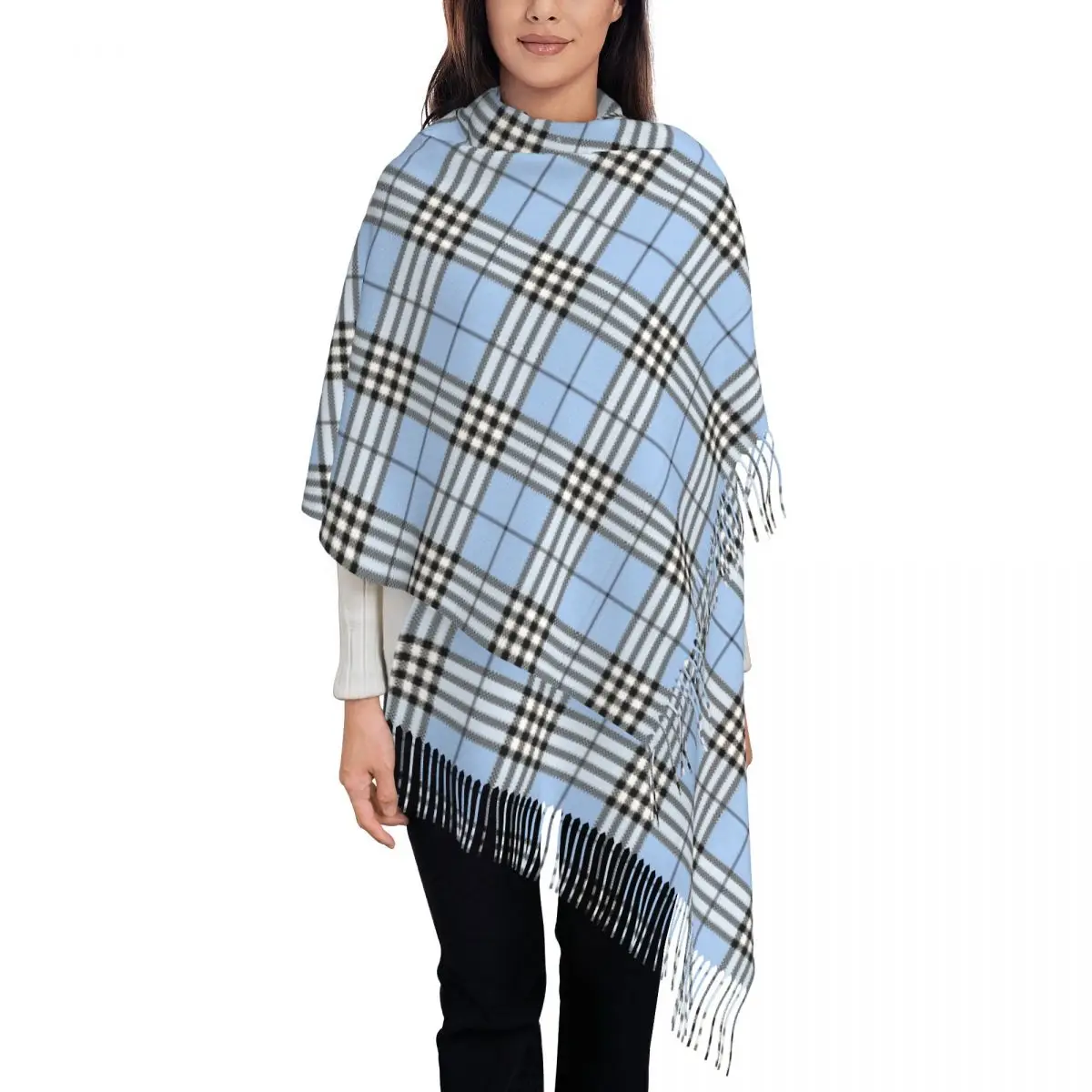 

Классический шотландский клетчатый шарф с кисточками в клетку, женские мягкие шали в клетку с геометрическим рисунком, женские зимне-осенние шарфы