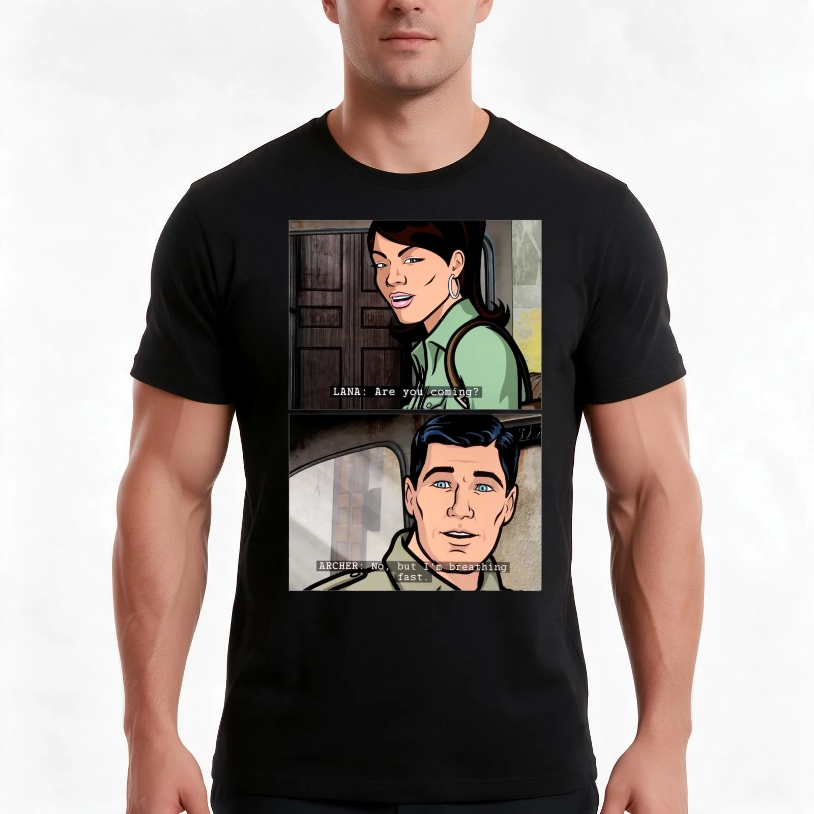 Archer Sterling Archer Lana Kane Are You Coming No But Im Breathing Fast T-Shirt, Summer Casual Cotton Tee, Unisex Men Women