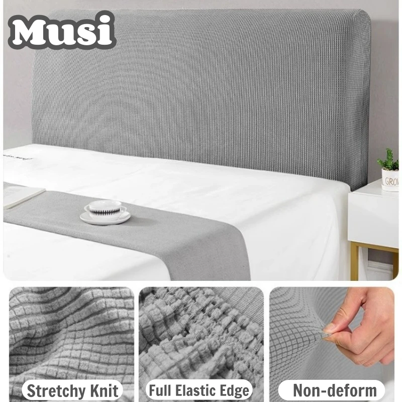 Elastic Headboard Cover Upholstered Bed Head Cover Full Wrap Fabric Protector for Bedroom Bed Frame Furniture Decoration