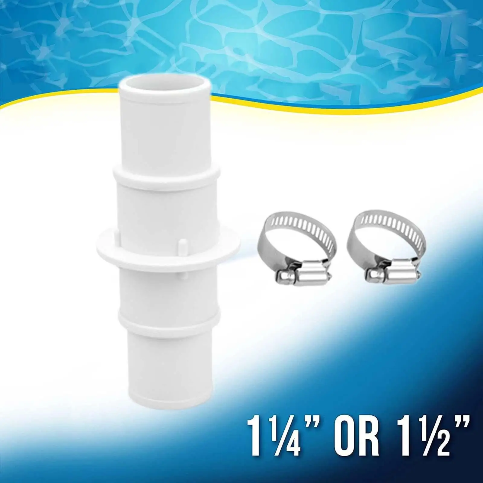 4xPool موصل الخرطوم اقتران محول 1-1/4 "أو 1-1/2" محول أجزاء المحمولة مع 2 خرطوم المشابك #5