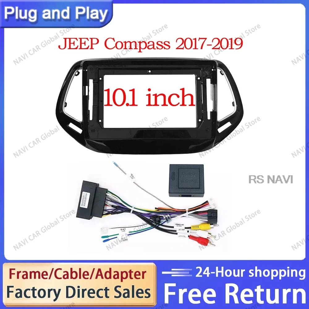 NAVI 2 Din 10.1 Inch Car Radio Plastic Fascia Panel Frame for JEEP Compass 2017 2018 2019 Installation DVD GPS Dash Mount Kit