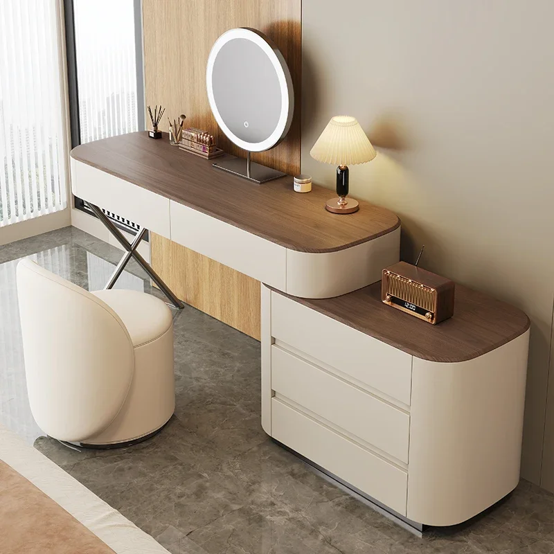 Wooden Brown Vanity Table Dest Europe Simple Long Modern Makeup Vanity Desk Mirror Drawer Tocador De Maquillaje Furniture Home