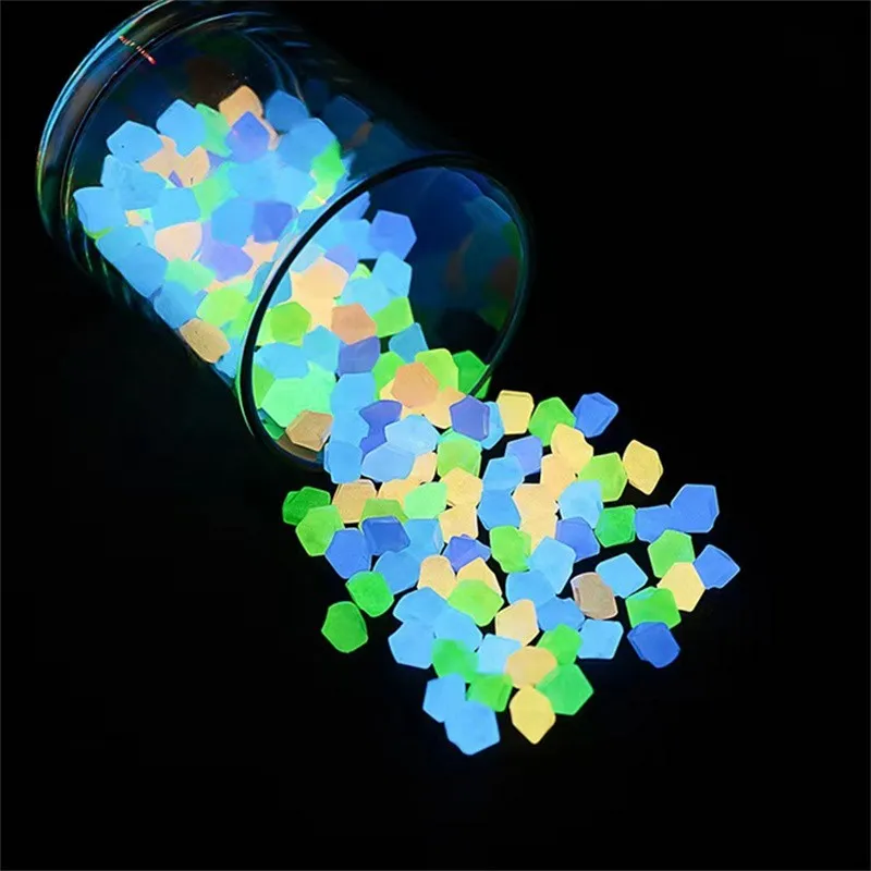 100Pcs 10mm Garden Decoration Pebbles Luminous Stone Glow In Dark Decorative Fish Tank Aquarium Glow Stone Lawn Road Decoration