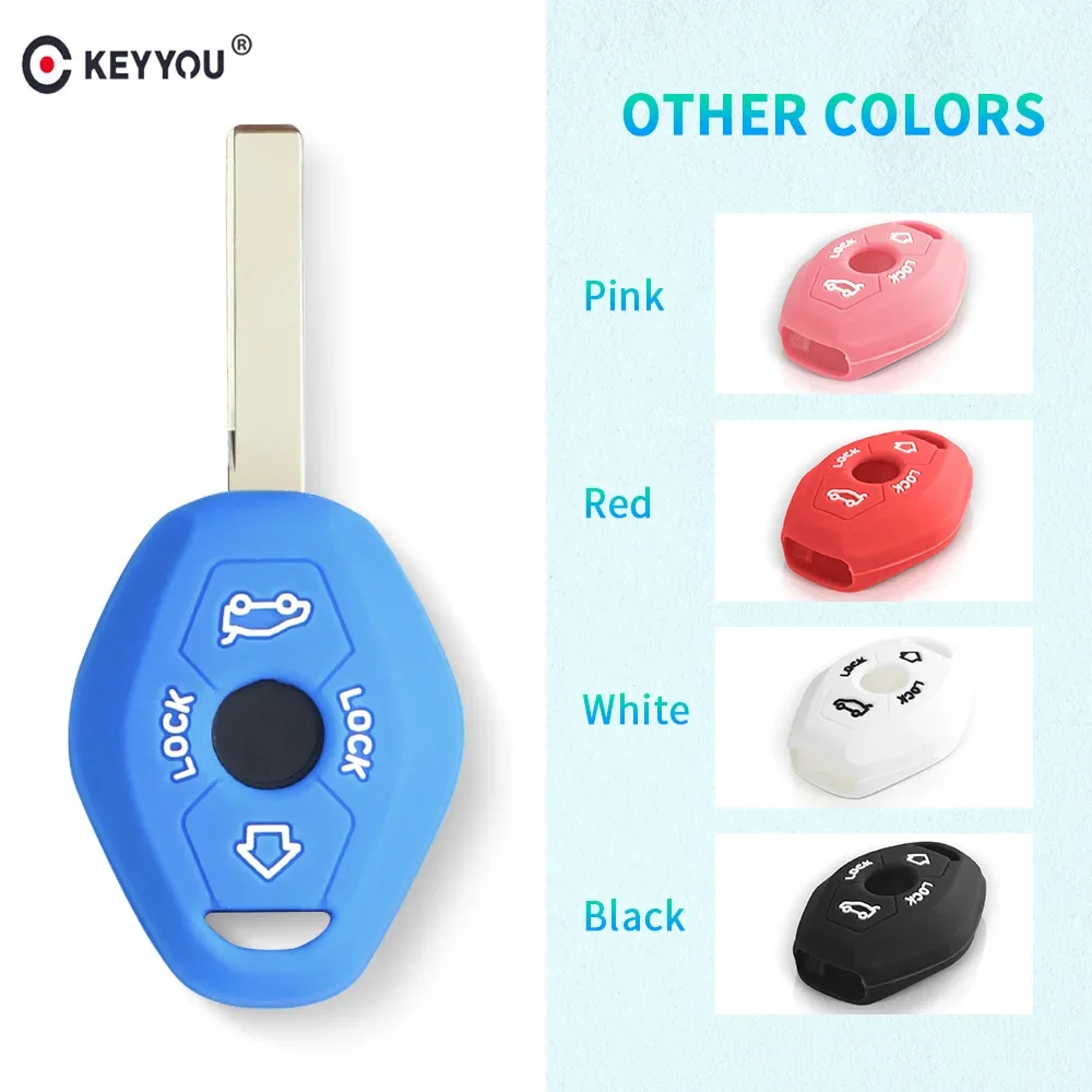 KEYYOU-3 Botões Remoto Silicone Key Protector FOB Case Capa, Se Encaixa BMW Série 7, X3, X5, Z3, Z4, 3, 5, E38, E39, E46, E83, M5, 325i