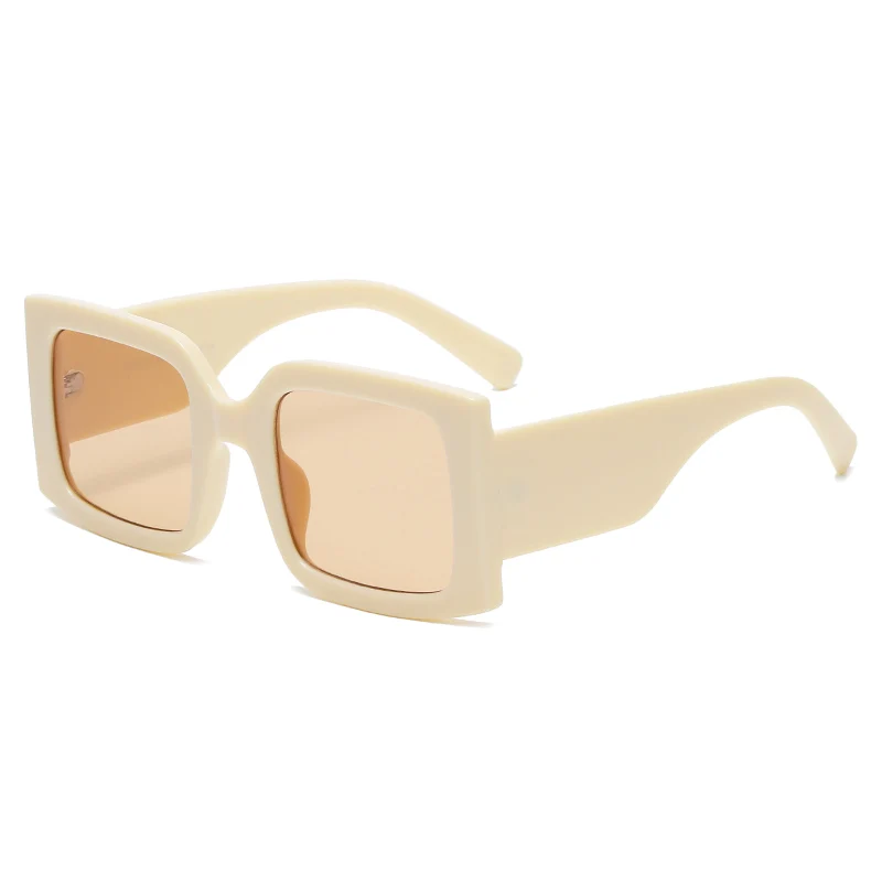 Retro Wide Leg Square Brown Sunglasses For Women Vintage Brand Gradient Sun Glasses Men Hip Hop UV400 Eyewear Female Sahdes