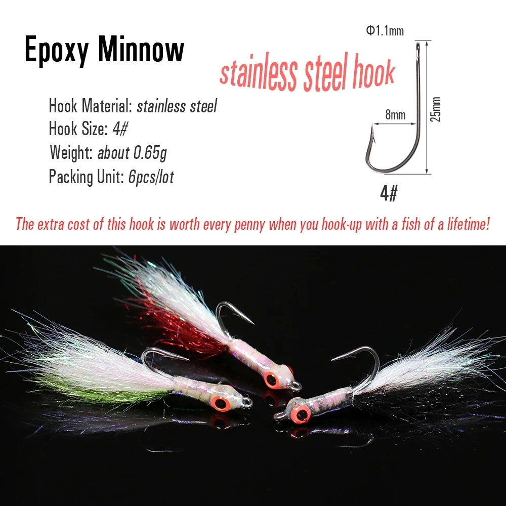 WY378 Moscas luminosas streamer epoxi con ojo de pez - imagen 3