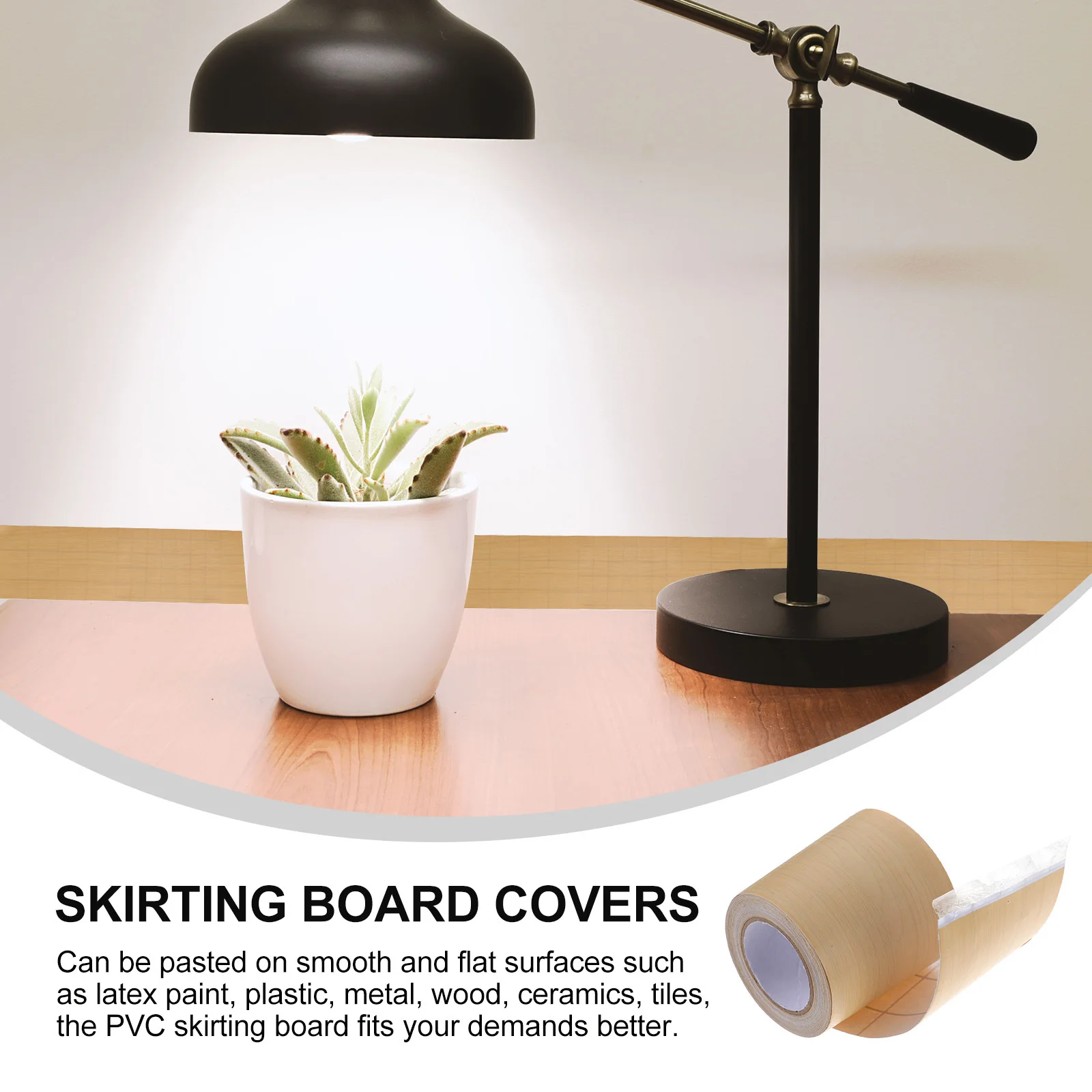 

5M Wood Grain Wall Stickers Self-Adhesive Skirting Board Covers Flexible PVC Trim for Floor Edge Protection Home Upgrade