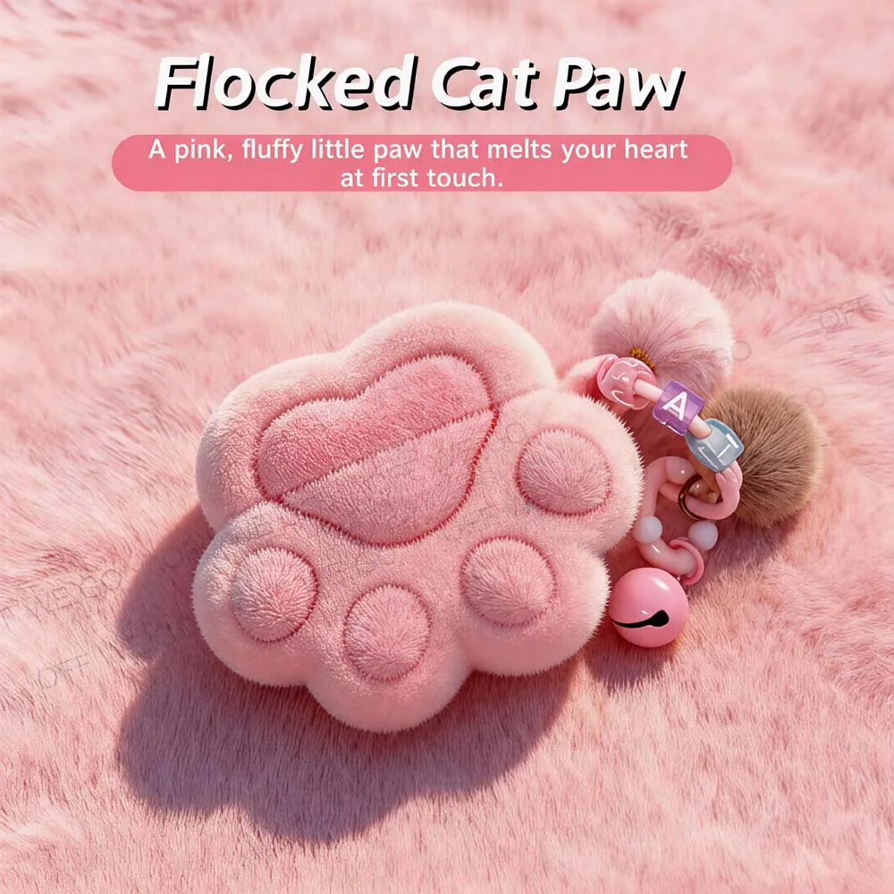 Pink Cat Paw Plush For AirPods Case Cute Furry Soft Protective Cover for AirPods Pro 2 Pro 3 AirPods 4 Kawaii Earbuds Case