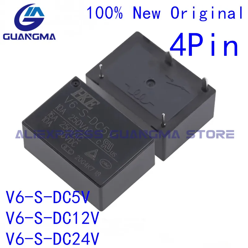 

10Pcs 100% Original New Power Relay HK V6 S DC5V V6-S-DC12V V6-S-DC24V 16A 4PIN DC5V 12V 24VDC