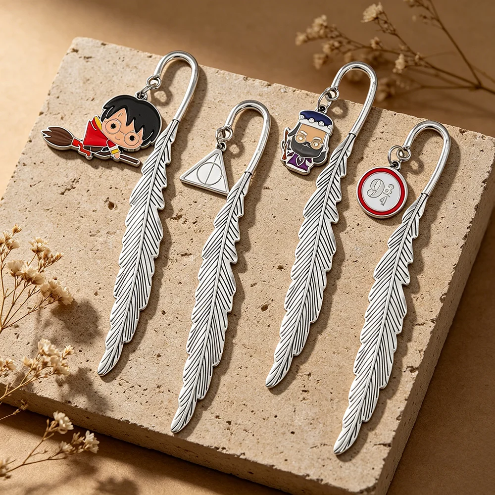Marcador de Páginas Metálico con Pluma de Harry Potter, Marcador Mágico de Mago, Regalo Mágico Único para Amantes de los Libros y Fans de Potter