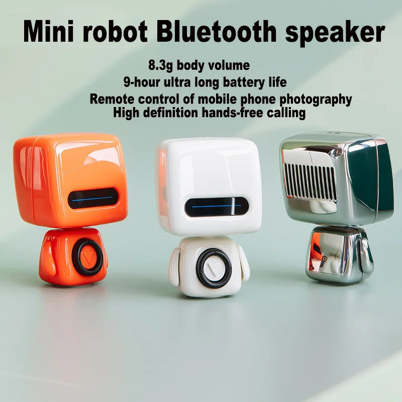 

Mini Robot Bluetooth Speaker HD Calling Long Battery Life One-Tap Photo Portable Lightweight Sound Box With Mic Desktop Ornament