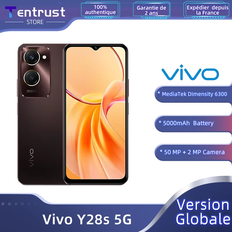 Global Version Vivo Y28s 5G Smartphone 50MP HD Main Camera Dimensity 6300 CPU 5000mAh Battery 6.56inches 90Hz Display