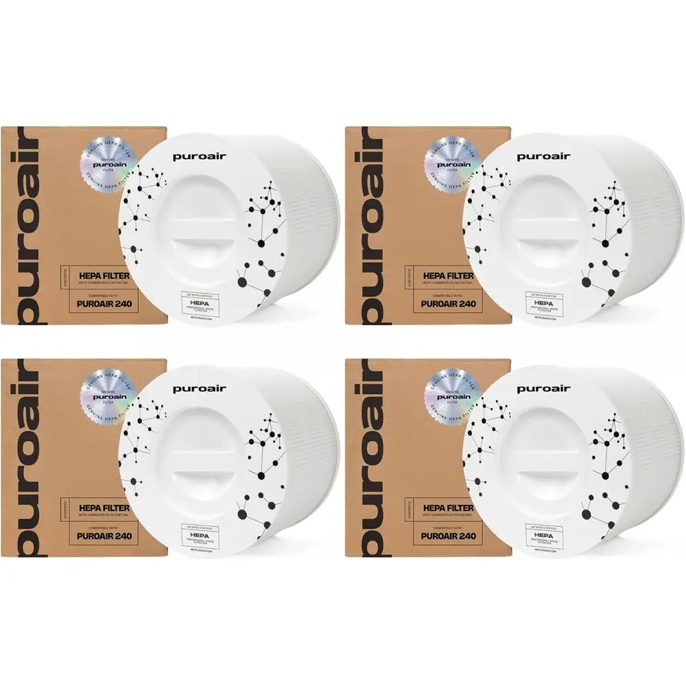 

HEPA Filter Replacement Set with CarbonTech for 99.9% Allergen, Dust, Pet Dander, Smoke, and Odor Reduction (4-Pack)