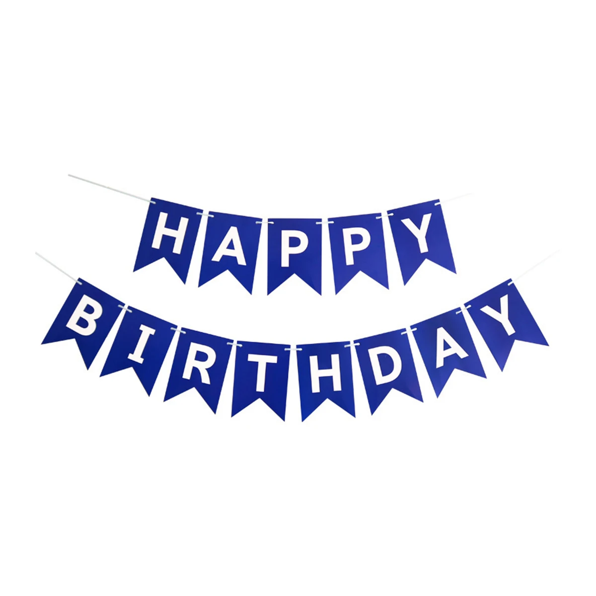 Happy Birthday Banner, Royal Blue Swallowtail Paper Bunting with White Letters, 13 Pcs Party Decorations for Boys and Men