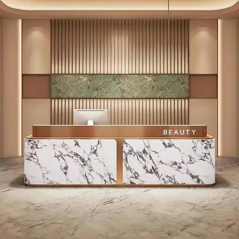 A Luxury Front Desk Reception Counter Hotels Long Classic Reception Desks Modern Business Mostrador Recepcion Furniture