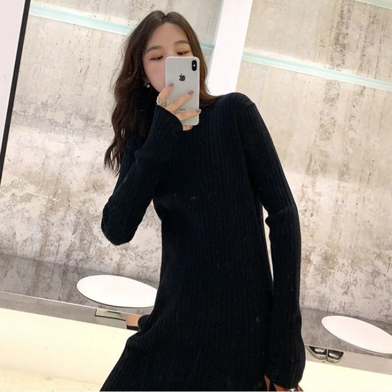 Knitted Clothes 2024 Crochet Woman Dress Dresses for Women Outfits Hot Korean Fashion Elegant and Pretty Trendy Beach Turtleneck