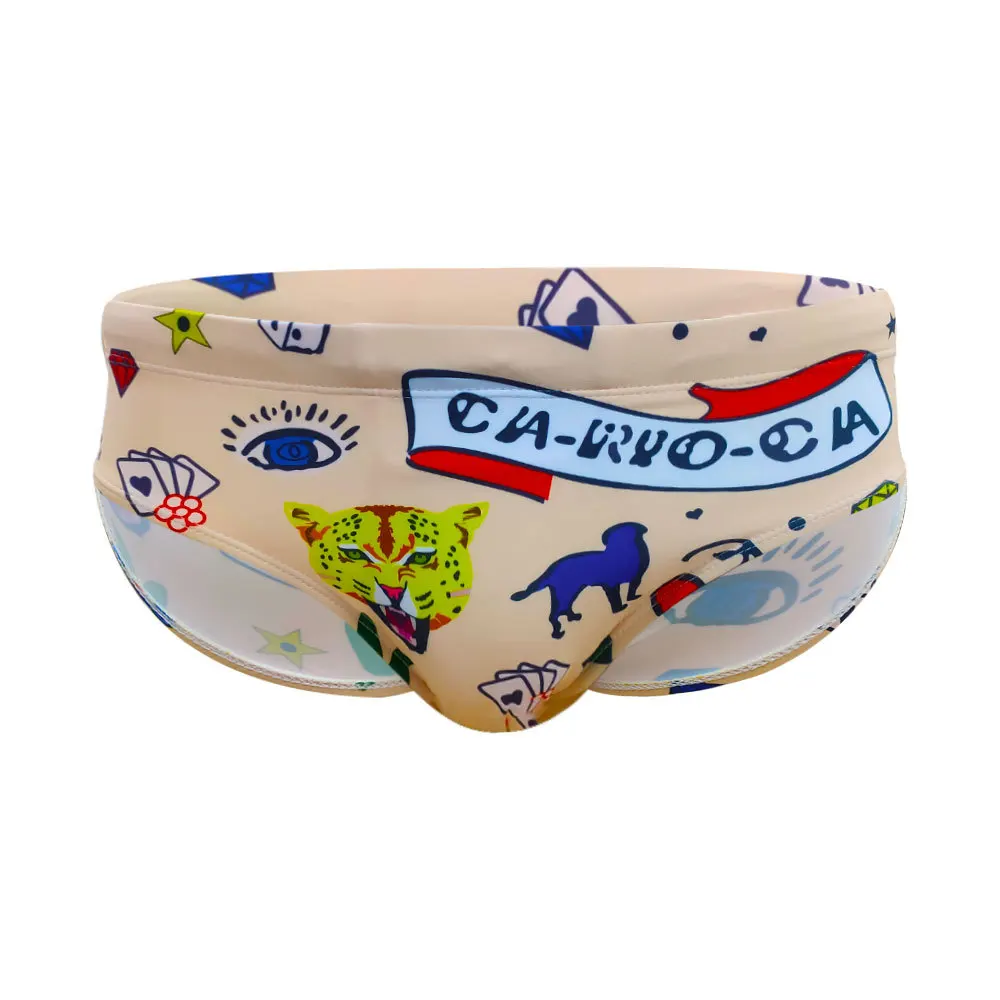 graffiti skin tone fashion printed triangle swimming trunks trend close-fitting foreign trade triangle swimming shortsUXH097