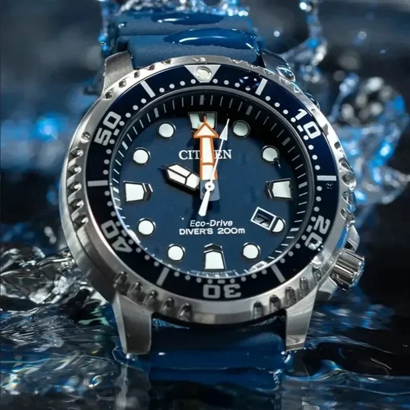 Relógio de quartzo masculino com fita calendário, marca de luxo fashion, série Promaster Diver, Eco-Drive, 3 pinos, original