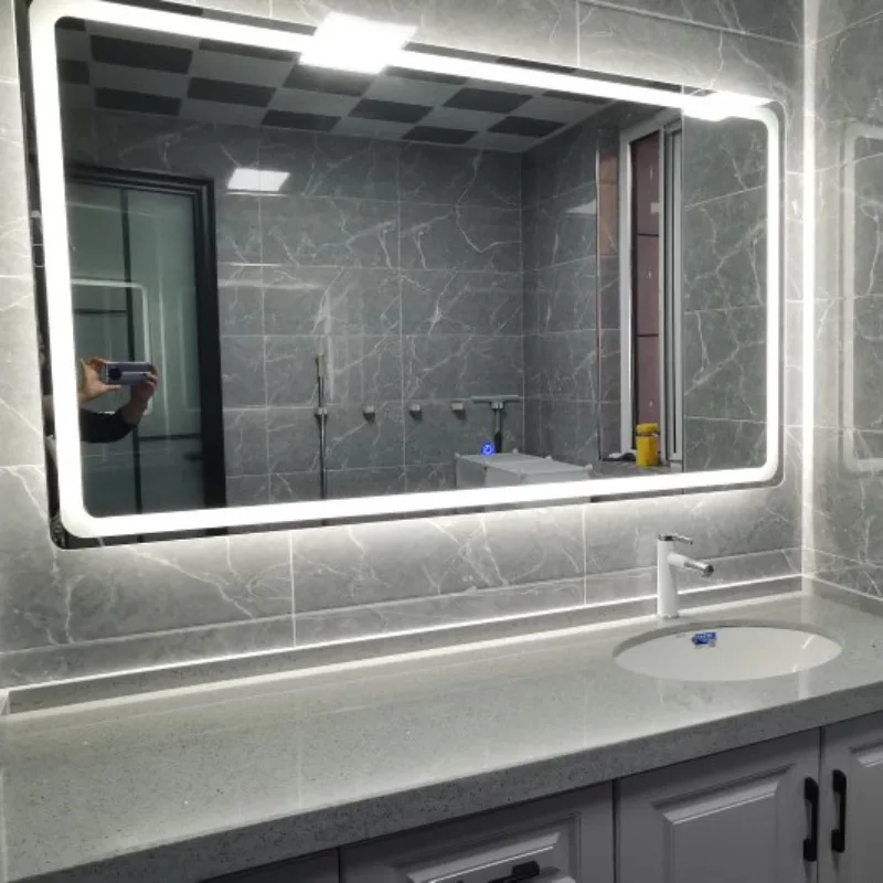 Bathroom Smart Mirror Toilet Toilet Toilet Mirror LED Light Mirror Makeup Defogging Human Body Induction Touch Screen Smart