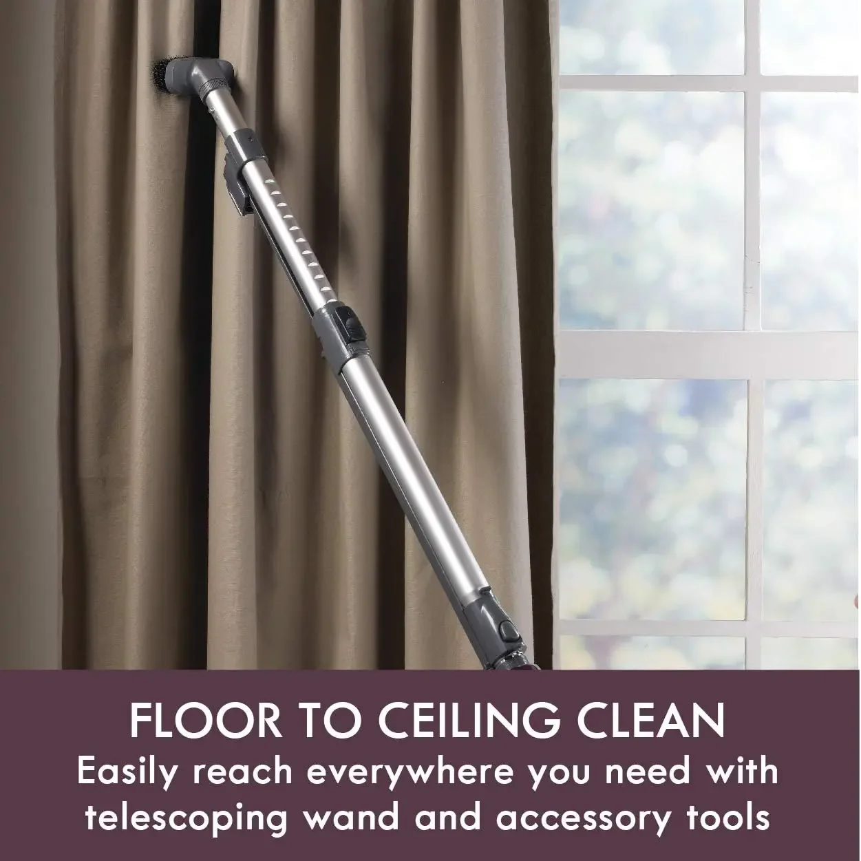 Compact Canister Vacuum with Pet , Extended Telescoping Wand, Retractable Co