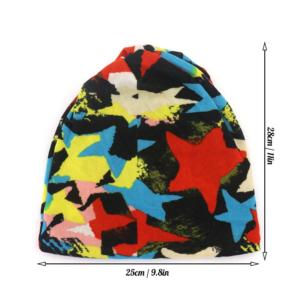 Men Women Fashion Stars Printed Beanies Skullies Soft Baggy Stretch Knitted Hats Unisex Infinity Scarf Head Wrap Caps