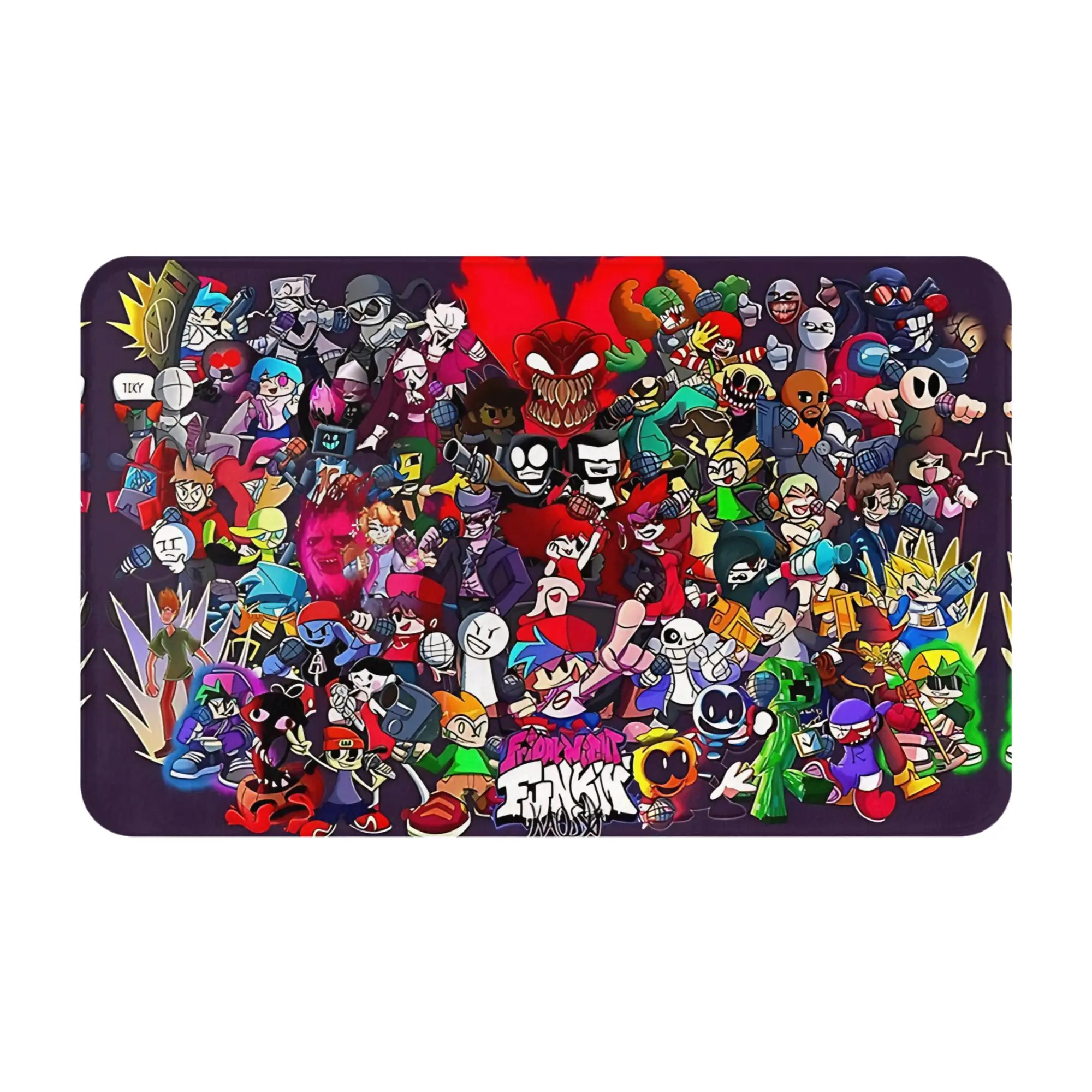 Friday Night Funkin Roster Poster  Decorations Bath Mat FNF Doormat Kitchen Carpet Entrance Door Rug Home Decor