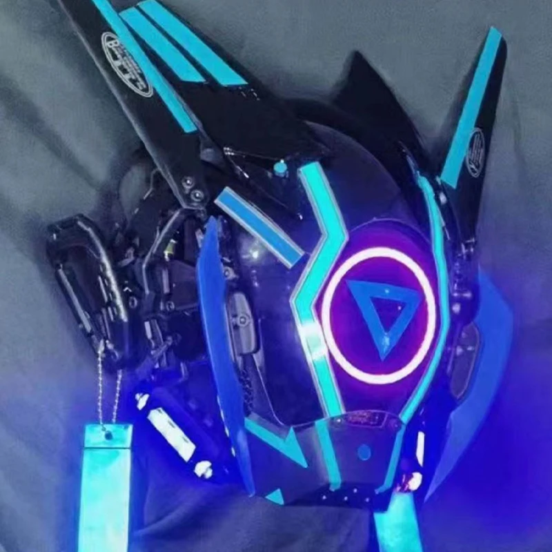Led Cyberpunk Helm Gezichtsmasker Ritme Technologie Comic Display Cosplay Gloeiend Gezichtsveranderend Cool Masker Schietrekwisieten Decoratie