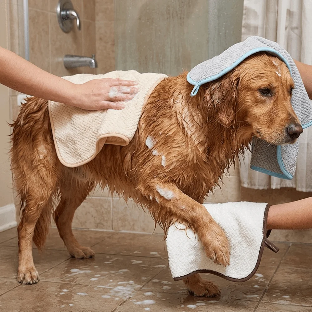 Microfiber Pet Absorbent Towel Large Size Soft Texture Dog Bath Towel Glove Shape High Water Absorption Cat Shower Cloth