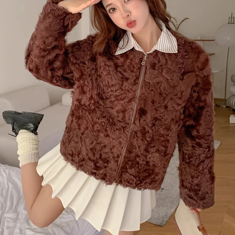 AYUNSUE Genuine Wool Coat Women Winter Clothes 2025 Sheep Shearling Jacket Korean Fashion Fur Coat Women Real Пальто Женское